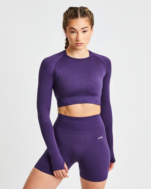 AYBL Balance V2 Seamless Long Sleeve Crop Top Lilla | IUNDKH-746