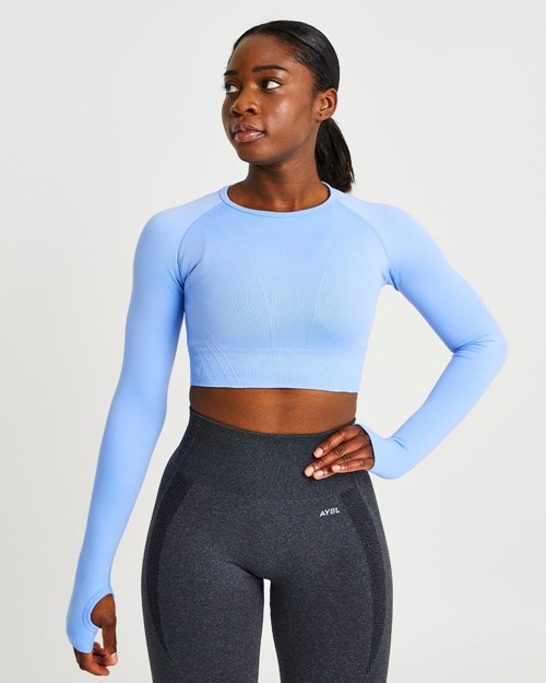 AYBL Balance V2 Seamless Long Sleeve Crop Top Blå | KGDOPB-510