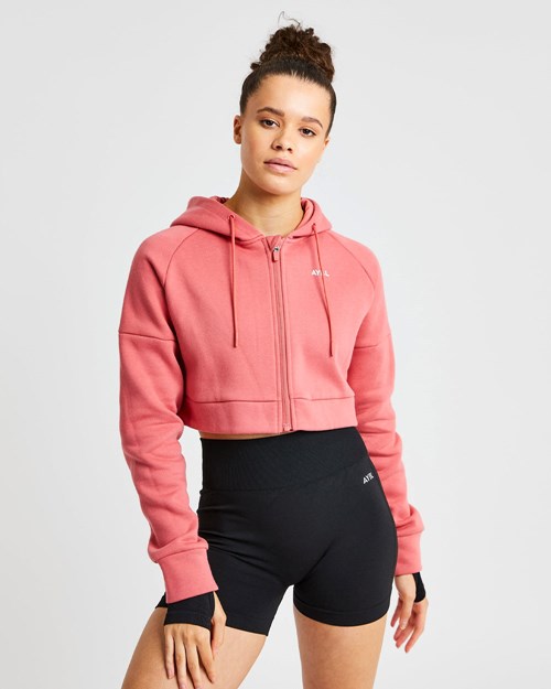 AYBL Beyond Crop Zip Hoodie Rød | AYSBDJ-480