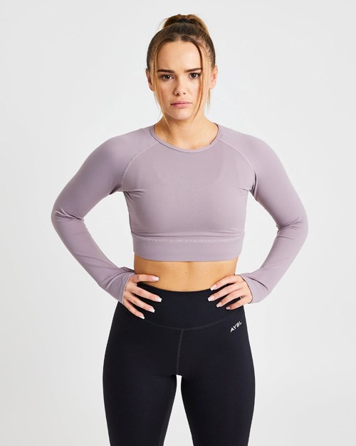 AYBL Core Long Sleeve Crop Top Lavendel | UNEARH-095