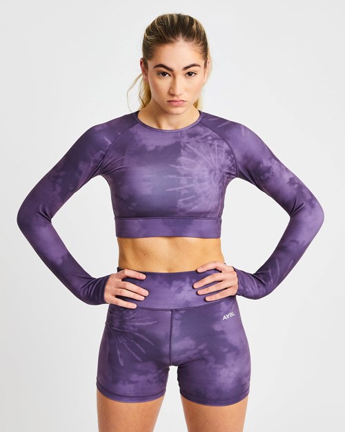 AYBL Core Long Sleeve Crop Top Lilla | PTHCQO-792