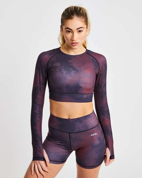 AYBL Core Long Sleeve Crop Top Rød | QBTUJL-582