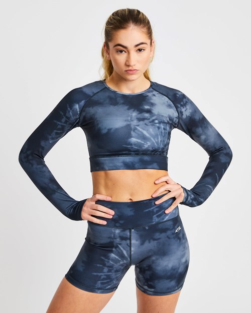 AYBL Core Long Sleeve Crop Top Svarte | CFZNJR-419