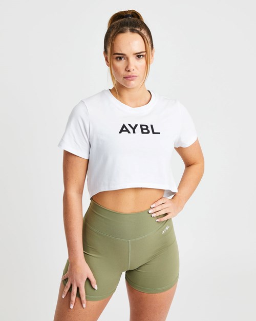 AYBL Crop T Shirt Hvite | OXZQVC-548