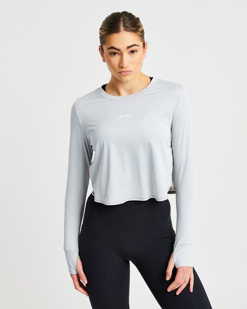 AYBL Define Long Sleeve Crop T Grå | OAYZQP-826