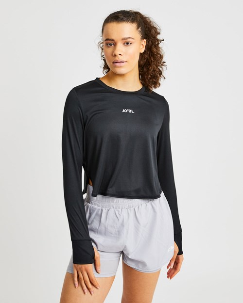 AYBL Define Long Sleeve Crop T Svarte | DVNIGA-805