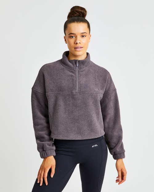 AYBL Effortless Oversized Cropped Fleece Charcoal | SBWKUQ-768