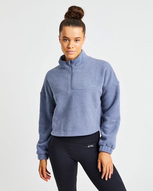 AYBL Effortless Oversized Cropped Fleece Blå | ZPVAIS-372