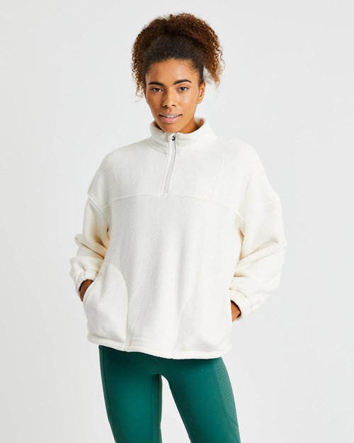 AYBL Effortless Oversized Fleece Pisket Krem | QYZFTS-018