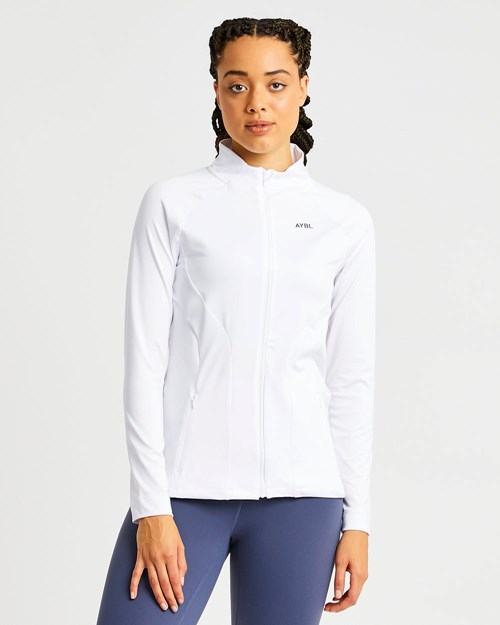 AYBL Effortless Zip Jacket Hvite | UXIEOB-846