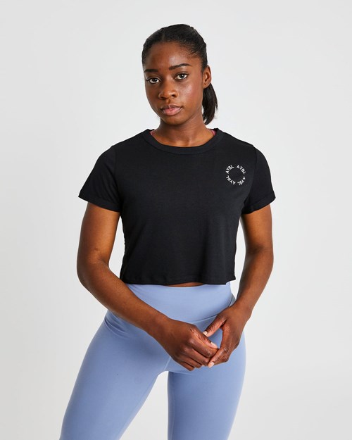 AYBL Element Crop Top Svarte | FJAQCU-481