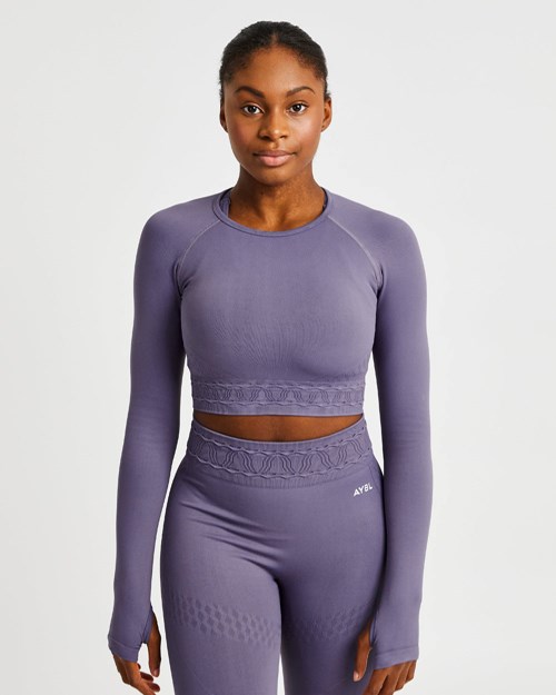 AYBL Elevate Seamless Long Sleeve Crop Top Lilla | TDRGCY-078