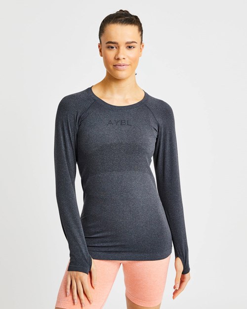 AYBL Embrace Seamless Long Sleeve T Shirt Svarte | ALBIGT-625