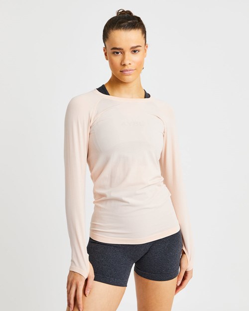 AYBL Embrace Seamless Long Sleeve T Shirt Soft Peach | JDHXKN-018