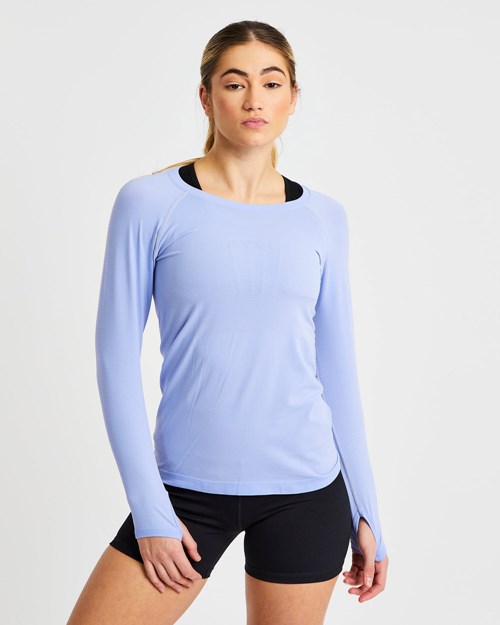 AYBL Embrace Seamless Long Sleeve T Shirt Blå | ZMKCJG-724