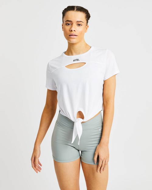 AYBL Essence Tie Front T Shirt Hvite | NGUXEQ-560