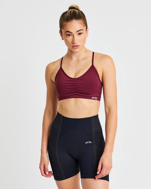 AYBL Essential Ruched Sports Bra Burgunder | WPIOXA-241