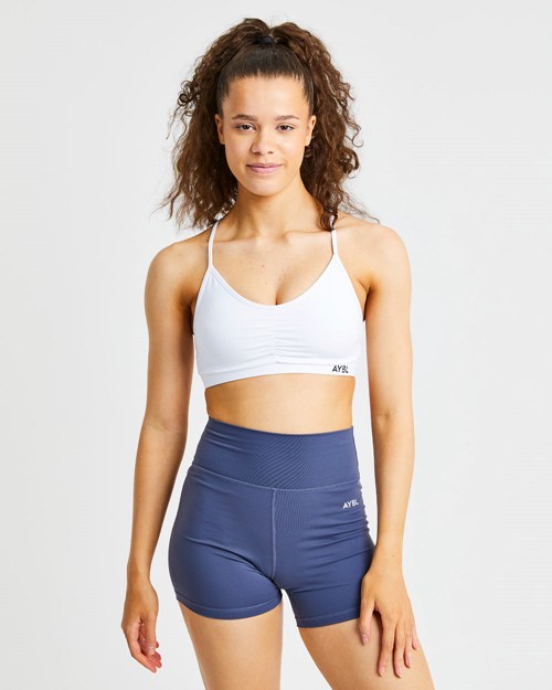 AYBL Essential Ruched Sports Bra Hvite | HLUTVW-043