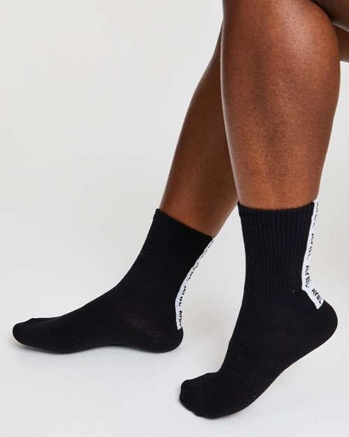 AYBL Everyday Back Stripe Crew Socks (3 Pack) Svarte | FQZGMP-731