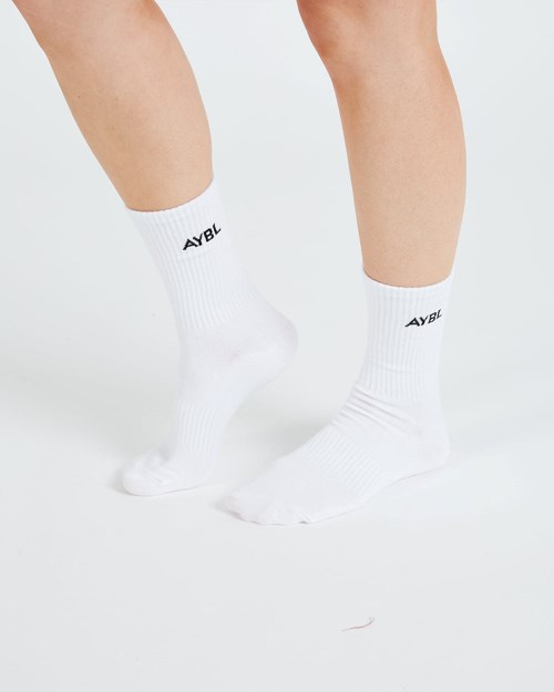 AYBL Everyday Crew Socks (3 Pack) Hvite | XJHWKT-185