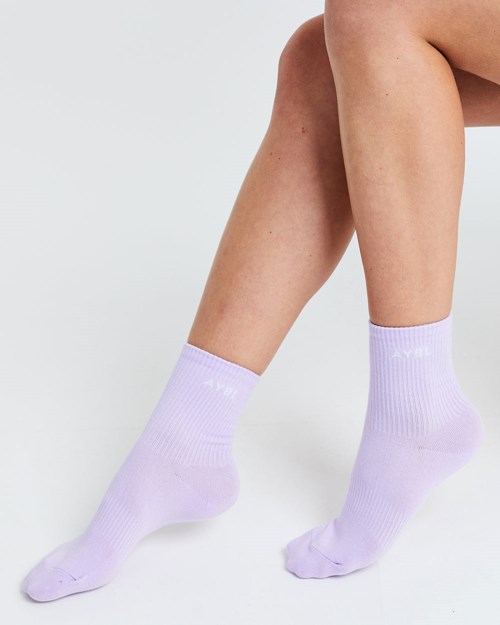 AYBL Everyday Crew Socks (3 Pack) Lilla | CFMDTU-659