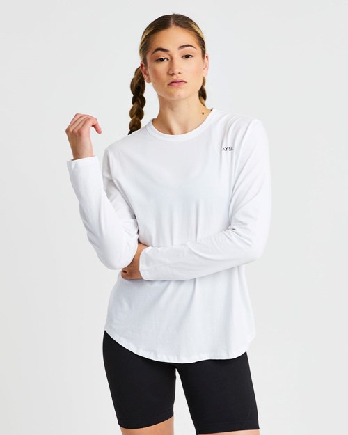 AYBL Everyday Oversized Long Sleeve T Shirt Hvite | BVWLPZ-948