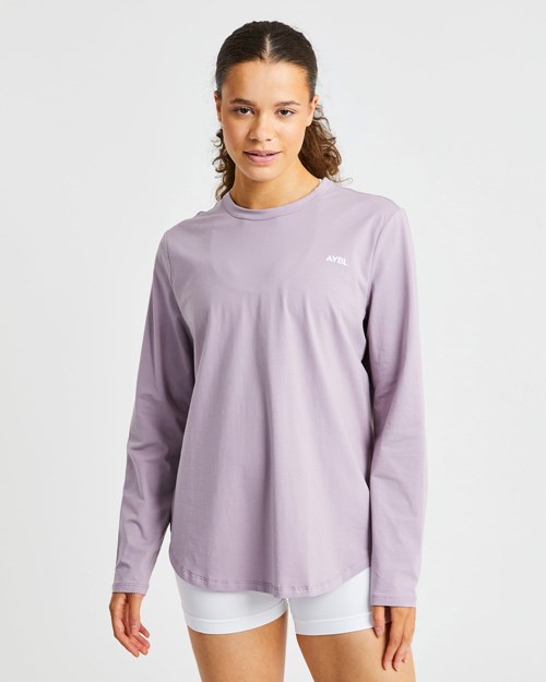 AYBL Everyday Oversized Long Sleeve T Shirt Muted Mauve | DFCNSP-187