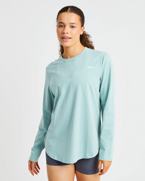 AYBL Everyday Oversized Long Sleeve T Shirt Soft Sage | PCIQJF-041
