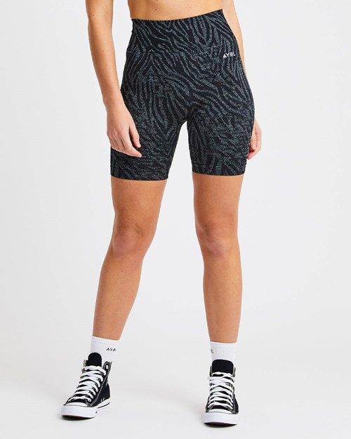 AYBL Evolve Animal Seamless Shorts Svarte | BYQXVC-309