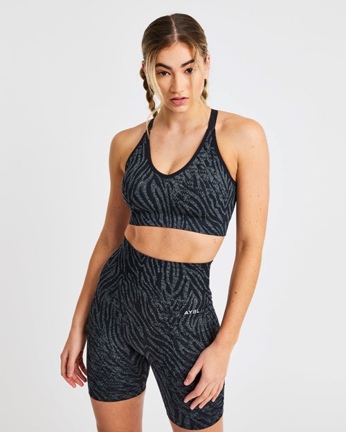 AYBL Evolve Animal Seamless Sports Bra Svarte | NDQFRB-754