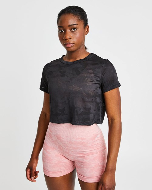 AYBL Evolve Camo Crop T Shirt Svarte | FVICSD-381