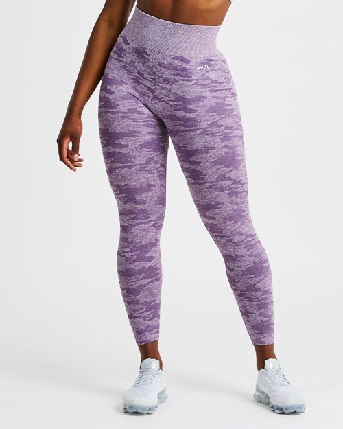 AYBL Evolve Camo Seamless Leggings Plum | NVQCGH-012