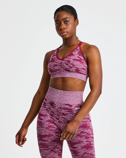 AYBL Evolve Camo Seamless Sports Bra Burgunder | QMWXOF-759