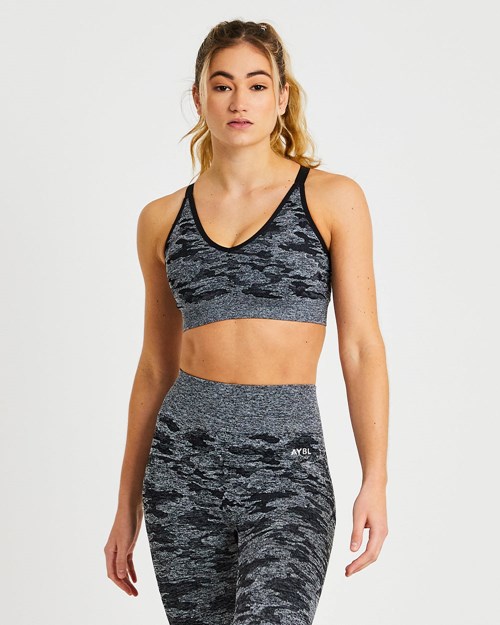 AYBL Evolve Camo Seamless Sports Bra Svarte | DBREFO-743