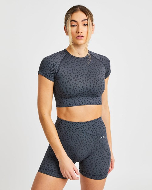 AYBL Evolve Speckle Seamless Crop Top Charcoal | SOZCPW-746