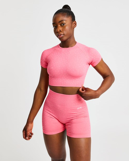 AYBL Evolve Speckle Seamless Crop Top Korall Rosa | FPDIGV-721