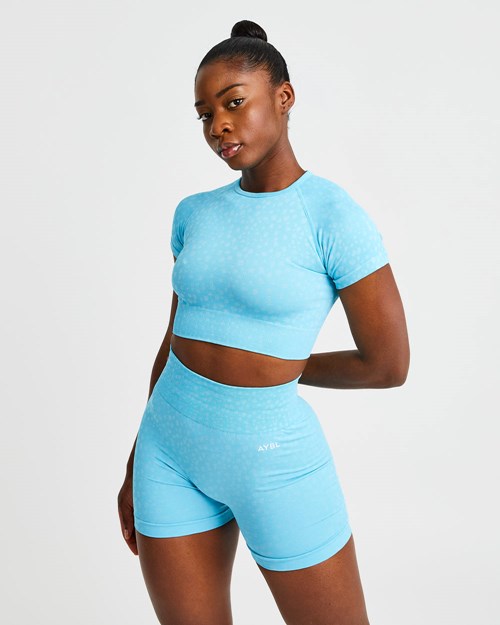 AYBL Evolve Speckle Seamless Crop Top Lyse Blå | LXWGHV-963