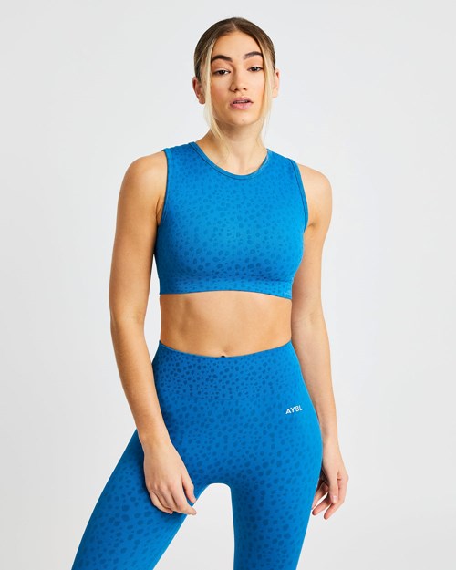 AYBL Evolve Speckle Seamless Crop Vest Blå | HLGFPM-039