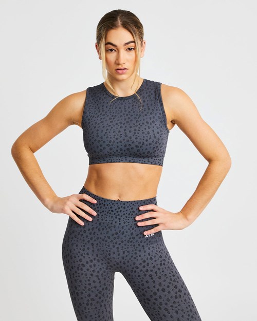 AYBL Evolve Speckle Seamless Crop Vest Charcoal | NKGYAW-027