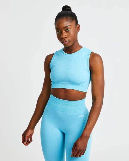 AYBL Evolve Speckle Seamless Crop Vest Lyse Blå | WJAKPD-829