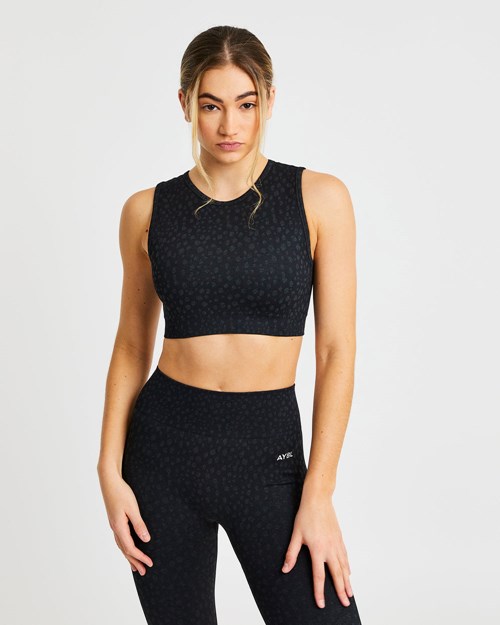 AYBL Evolve Speckle Seamless Crop Vest Svarte | UJDBEP-057