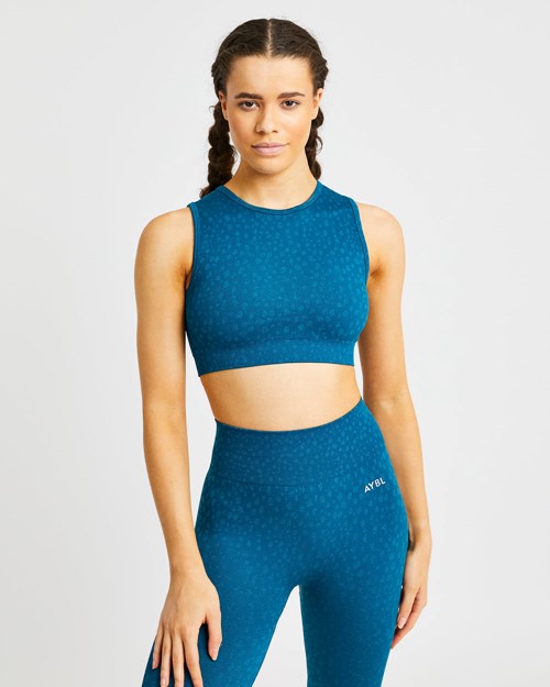 AYBL Evolve Speckle Seamless Crop Vest Teal | OUTXCQ-752