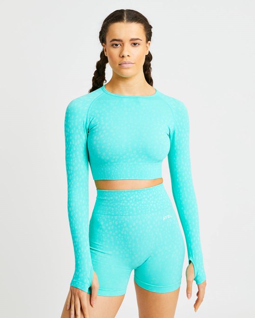 AYBL Evolve Speckle Seamless Long Sleeve Crop Top Grønn | BIDRHE-738