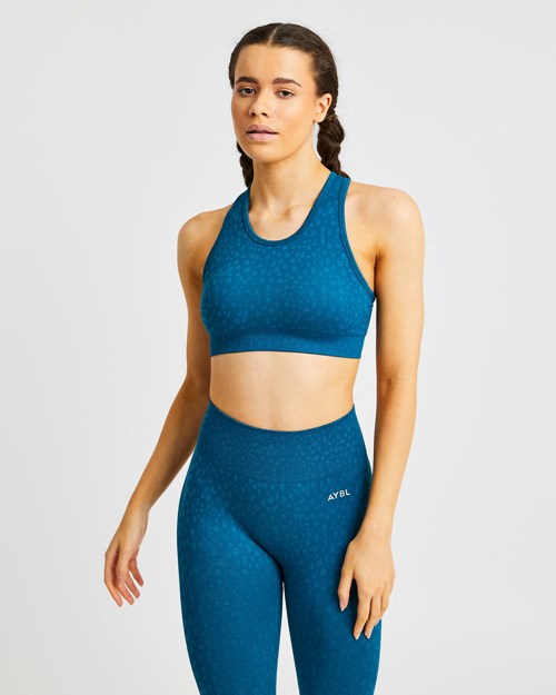 AYBL Evolve Speckle Seamless Sports Bra Teal | FLZNAQ-537