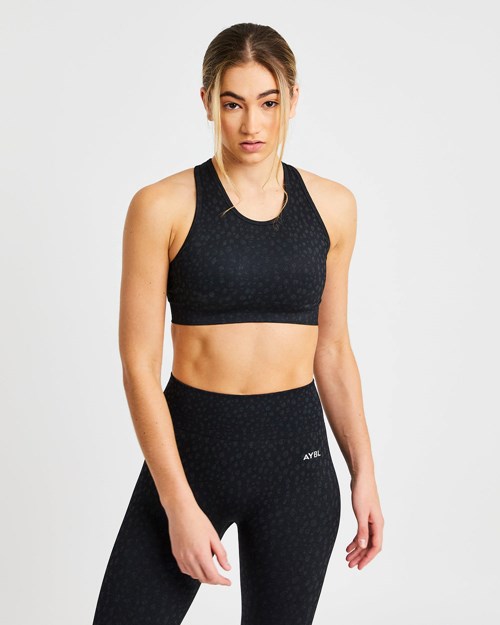 AYBL Evolve Speckle Seamless Sports Bra Svarte | TJHMWE-861