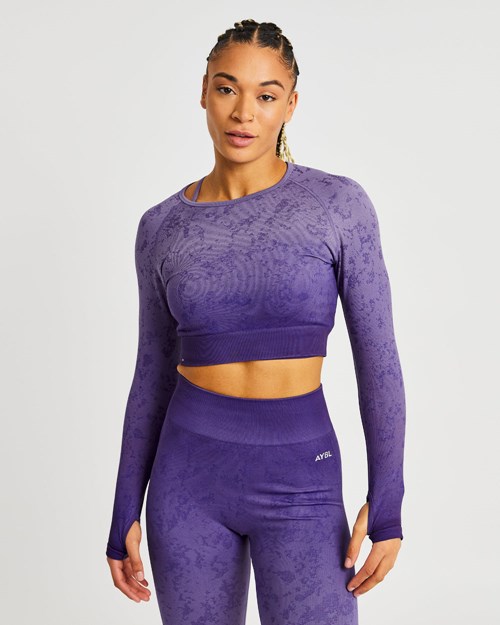AYBL Flare Seamless Long Sleeve Crop Top Lilla | ESNBLO-874
