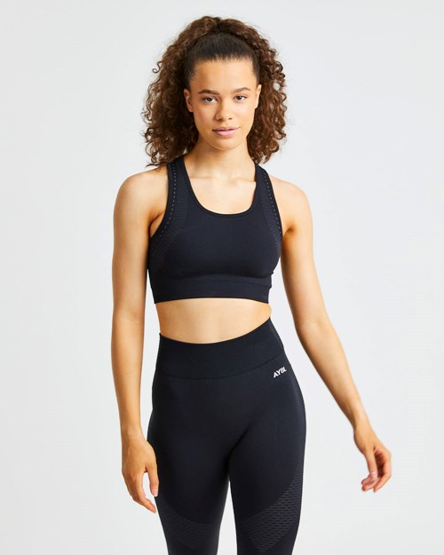 AYBL Ignite Seamless Sports Bra Svarte | PUWKMT-234
