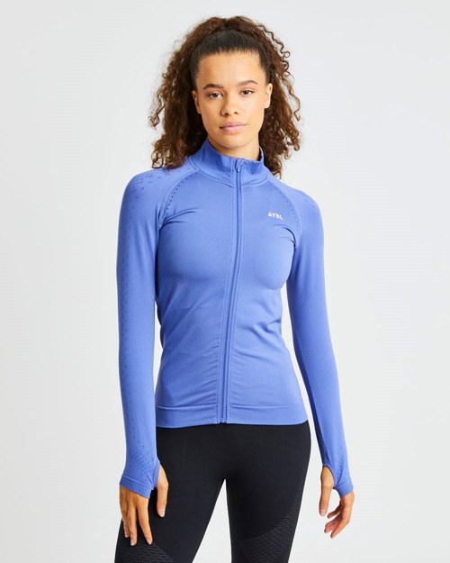 AYBL Ignite Seamless Zip Jacket Blå | FMJOIG-285
