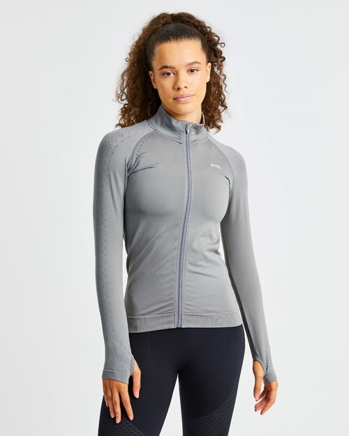 AYBL Ignite Seamless Zip Jacket Grå | YWHGRI-482