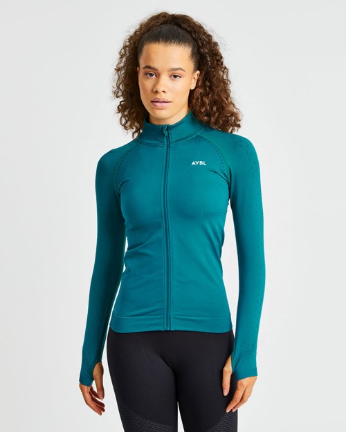 AYBL Ignite Seamless Zip Jacket Hyper Teal | JLQIDA-061